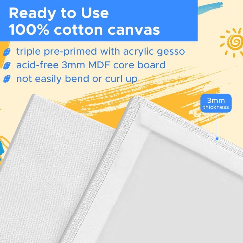 YOURSORTER Mini Canvas for Painting 4x4 inch, 20 Pack Small Painting Canvases for Novices & Artists, Gesso Primed Acid-Free 100% Cotton, Blank Canvas Boards Panels for Oil, Watercolor, Acrylic, etc - Image 5